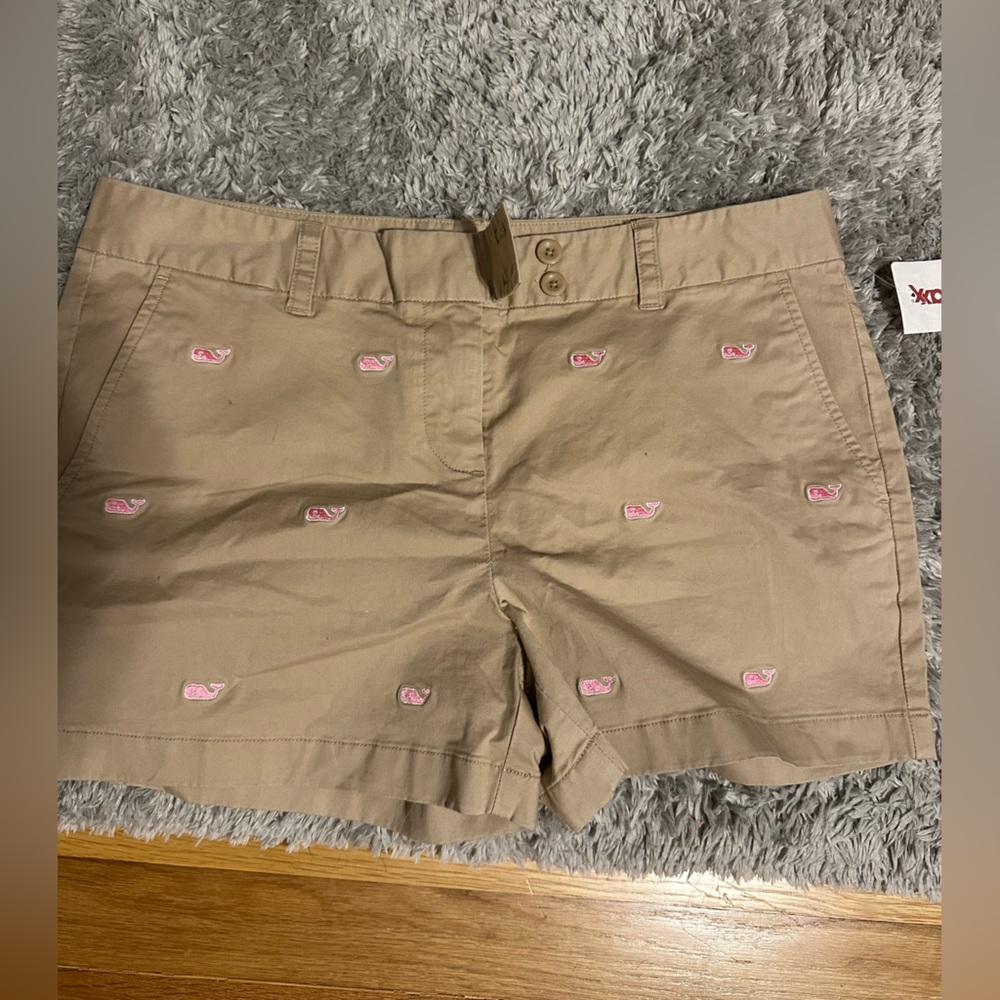Vineyard Vines Tan Shorts with Pink Accents